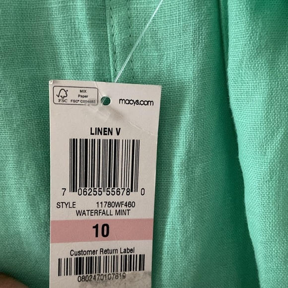 JM Collection Women’s Pastel Mint 100% Linen Button Down Shirt Size 10 - Picture 7 of 7